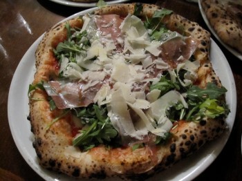 Kestè pizza: prosciutto, buffalo mozzarella, gran cru and arugula